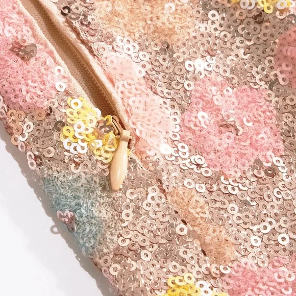 NWT ❤️ Sequins Floral Mini Skirt ❤️ - Picture 7 of 8